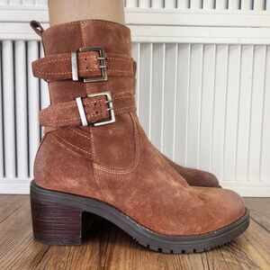 Vintage Foundry Co Charmaine Boots Womens Sz 8.5 Camel Leather Boho Heels VFL191